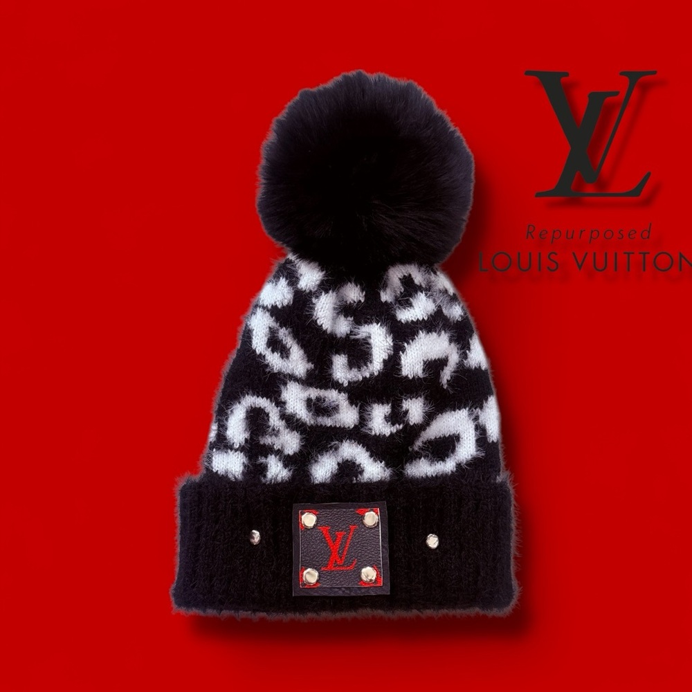 Louis Vuitton Black and White Pom-Pom Hat
